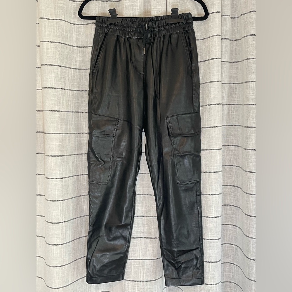 Zara Leather Ankle Cargo Pants